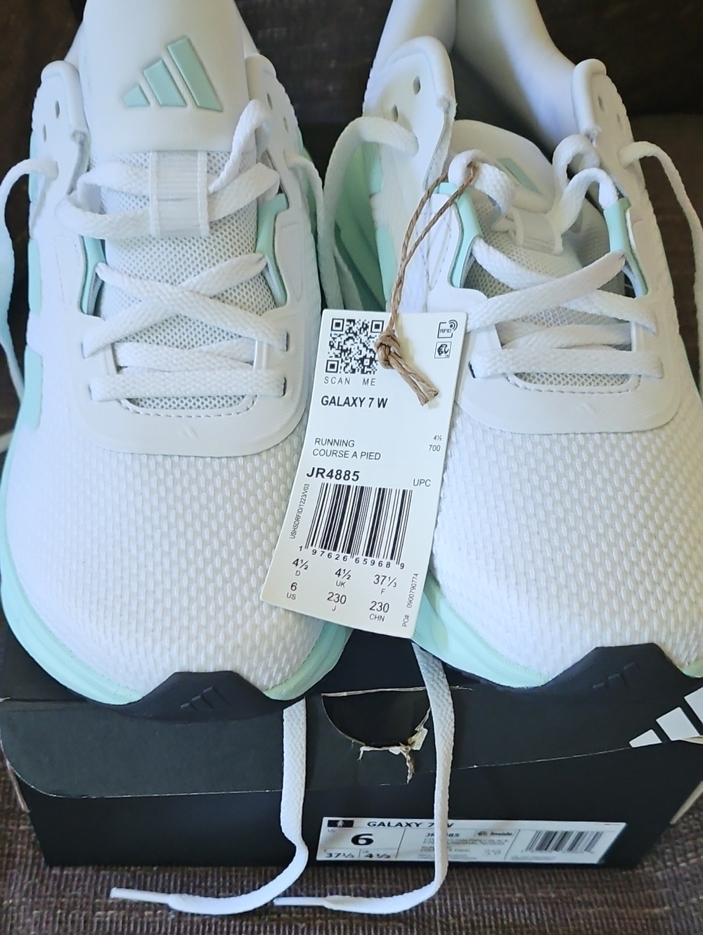 adidas Galaxy 7 Women's Running Shoes - White with Mint
